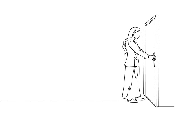 单线画阿拉伯女商人图片下载