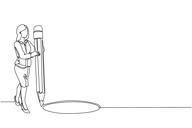 单线画女商人制作图片下载