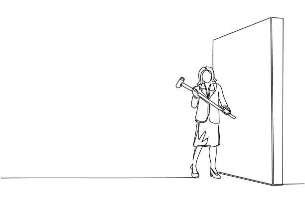 单连续画线的女商人图片下载