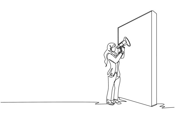 连续一条线画着阿拉伯女商人图片下载