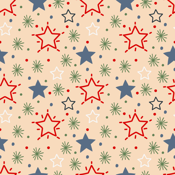 一套带有涂鸦星星的无缝图案图片下载