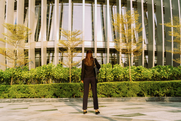 年轻的女商人在看办公楼图片下载