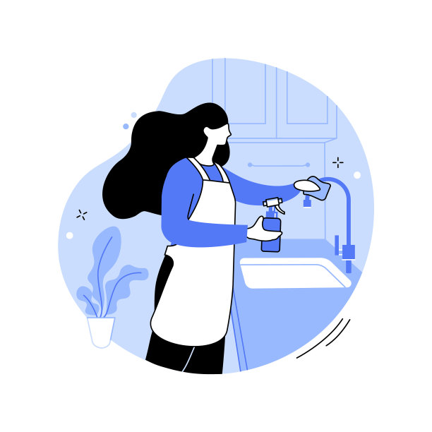 清洁服务孤立卡通图片下载