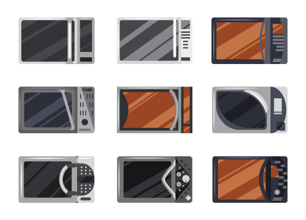 微波炉图标设置厨房前视图图片下载