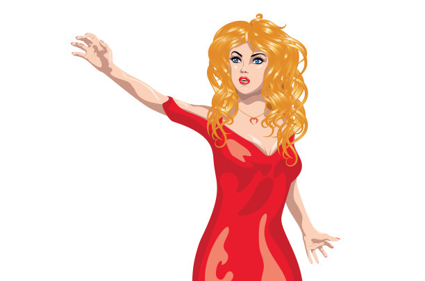 穿红裙子的金发女郎图片下载