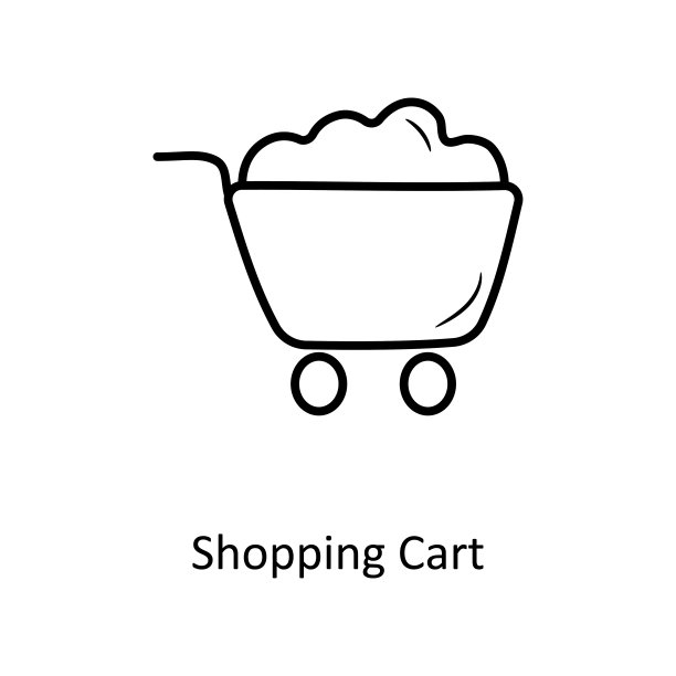 购物车轮廓图标设计插图。媒体控制符号在白色背景EPS 10文件图片下载