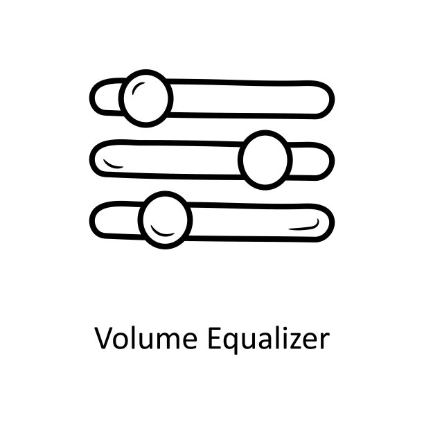 音量均衡器轮廓图标设计插图。媒体控制符号在白色背景EPS 10文件图片下载