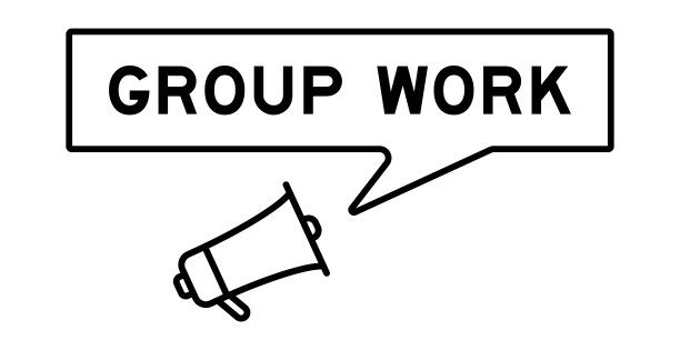 扩音器图标与语音气泡在词组工作在白色背景图片下载