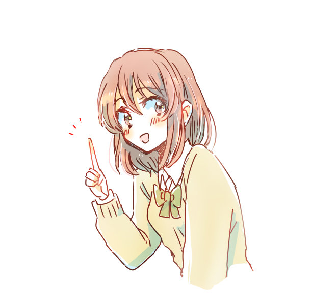 女学生伸出食指图片下载