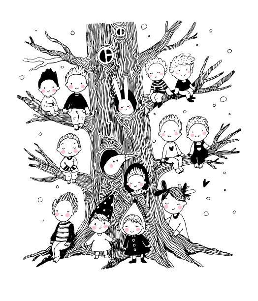 可爱的卡通侏儒坐在森林里图片下载