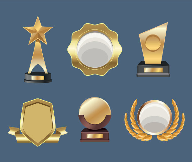 金质奖杯和徽章图片下载
