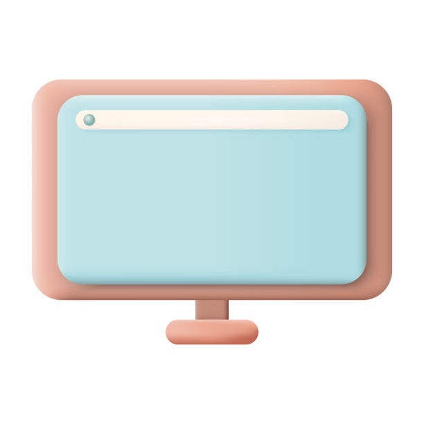 电脑屏幕3D图标矢量插图在白色背景，空显示模型，电脑显示器图片下载