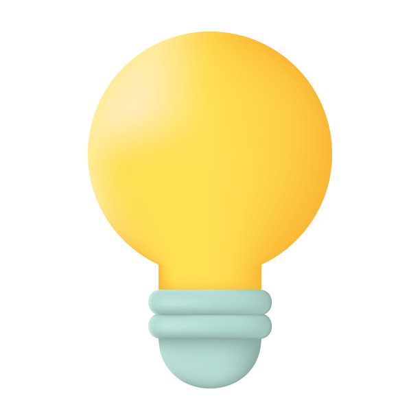 黄色灯泡3D图标图形矢量插图图片下载