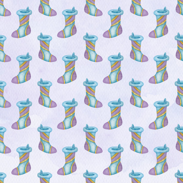 水彩圣诞袜图案图片下载