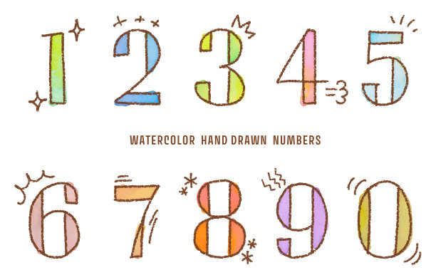 水彩矢量彩色数字图片下载