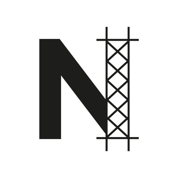 最初的建筑建筑标志在字母N的概念与建筑结构符号图片下载