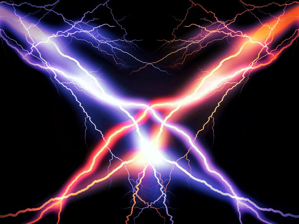 闪电穿过夜空的3D插图图片下载