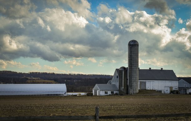 阿米什农场，谷仓和筒仓图片下载