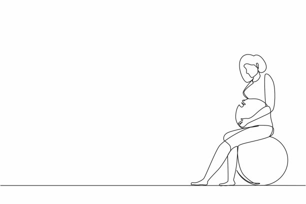 单线连续画孕妇图片下载
