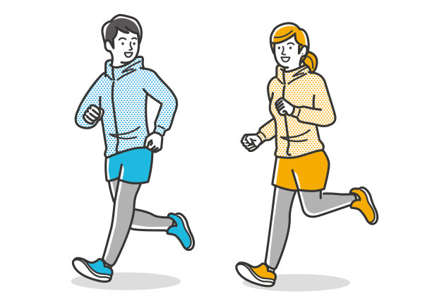 一对优秀的年轻情侣在跑步图片下载