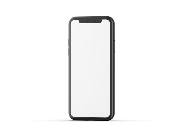 模拟智能手机空屏前视图在白色背景上，3d渲染插图图片下载