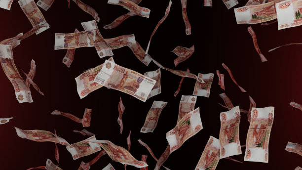 5000张俄罗斯卢布纸币掉了下来。钞票。金钱雨。图片下载