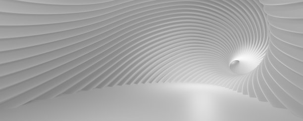 三维白色背景的螺旋光滑表面作为一个建筑概念，空白的空间为广告，照片墙纸，封面为一个现代城市的主题。三维渲染图片下载