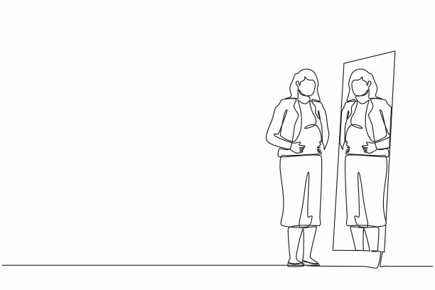 连续一条线画着女商人图片下载