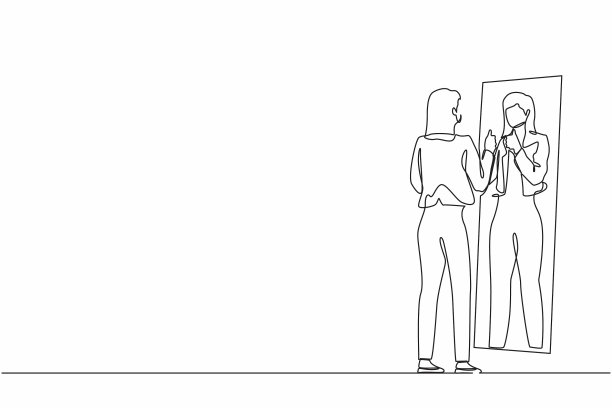 单连续画线的女商人图片下载