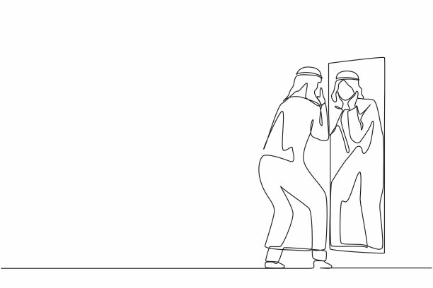 阿拉伯商人画了一条连续的线图片下载