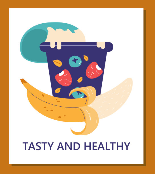 美味健康的零食海报模板，平面矢量插画。图片下载