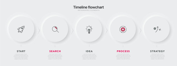 时间轴信息图设计有5个选项或步骤。商业概念的信息图。可用于演示工作流程布局，横幅，流程，图表，流程图，信息图，年度报告。图片下载