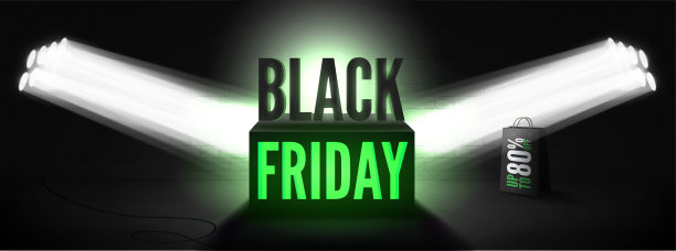 黑色星期五出售八八折海报模板与聚光灯图片下载