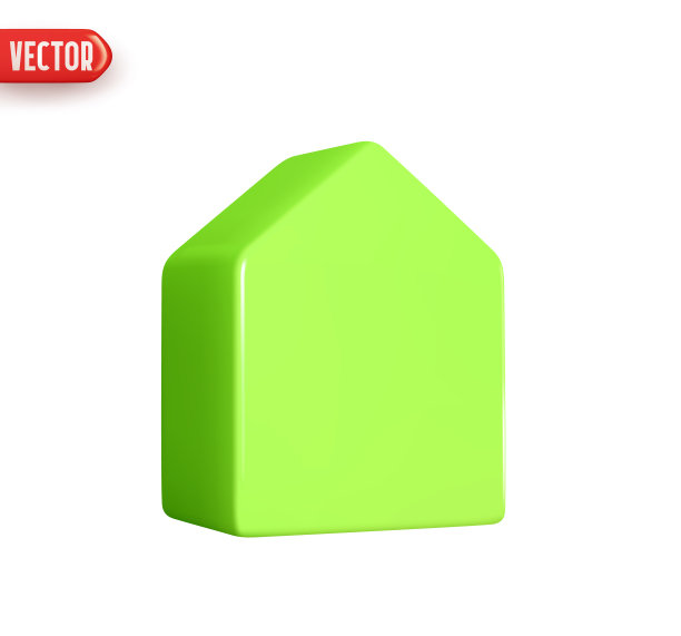房子逼真的3d设计元素在塑料卡通风格。白色背景上孤立的小房子图标。矢量图图片下载