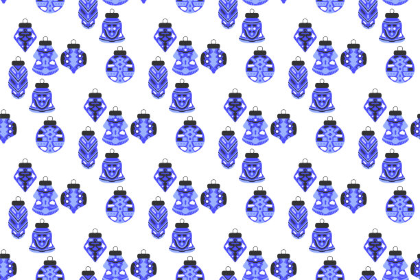 圣诞新年图案与树玩具球手绘。无缝用于纺织品，包装，背景，明信片。图片下载