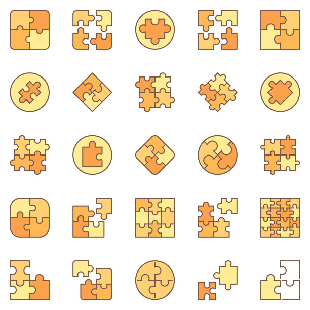 拼图彩色图标集-矢量拼图标志图片下载