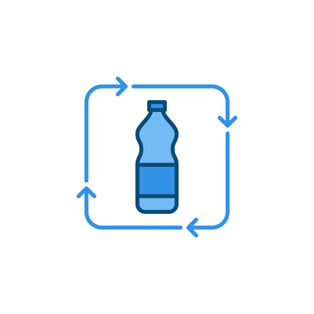 矢量塑料瓶回收概念蓝色图标图片下载