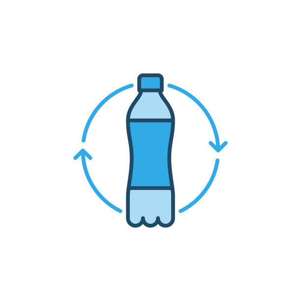 塑料瓶回收矢量概念蓝色图标图片下载