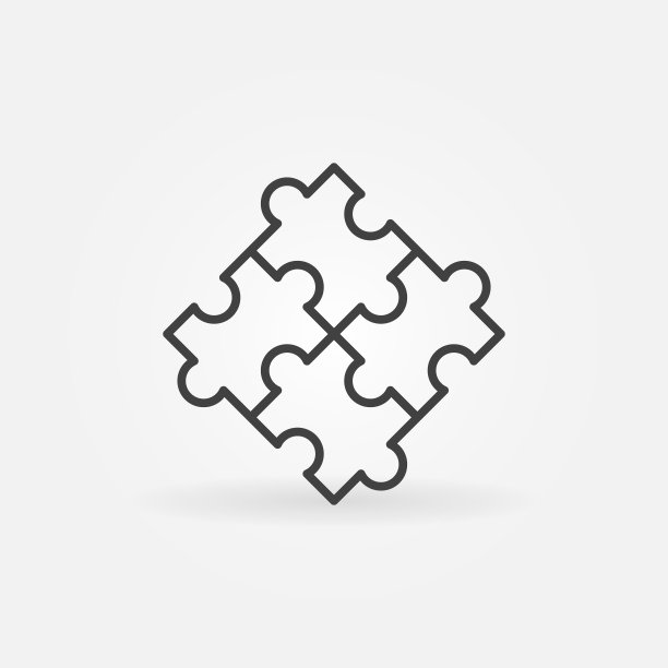 矢量拼图概念大纲图标或标志图片下载