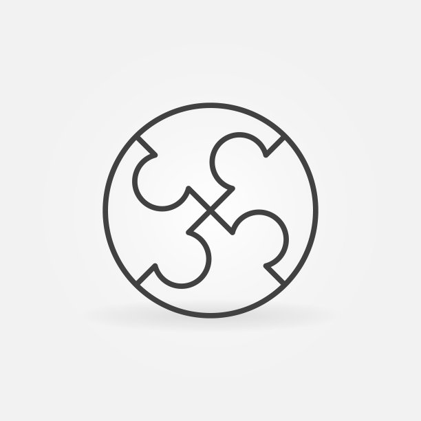 圆形谜题矢量概念图标的轮廓风格图片下载