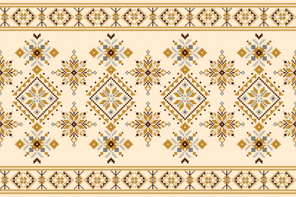 美丽的花十字绣无缝模式。图片下载