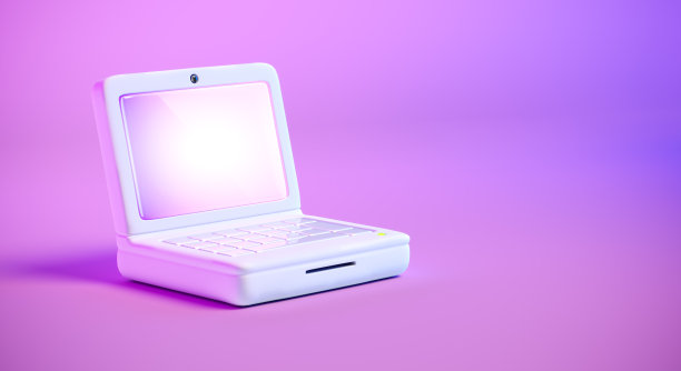 笔记本电脑图标与空屏幕，网络社交网络设备。插图。图片下载