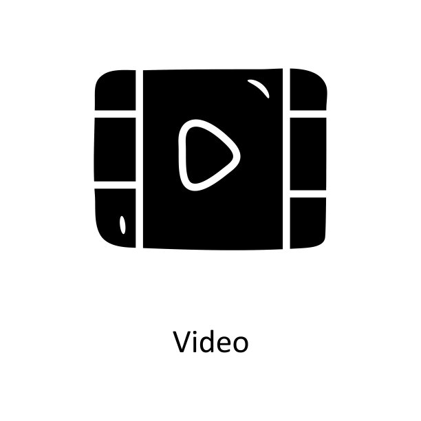 视频固体图标设计插图。媒体控制符号在白色背景EPS 10文件图片下载