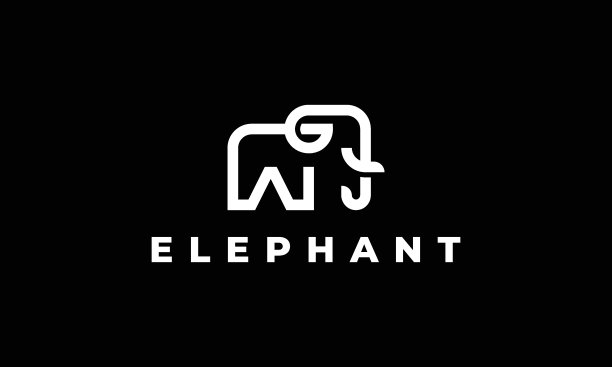现代简约的大象标志设计图片下载