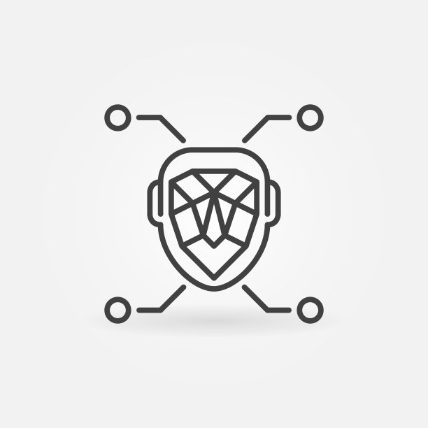 人脸识别或检测线性矢量概念图标图片下载