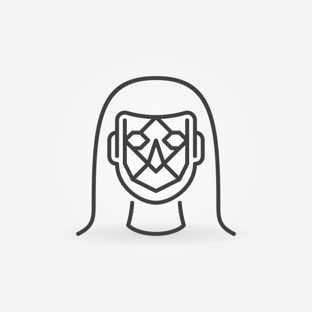 女性面部检测矢量细线概念图标图片下载