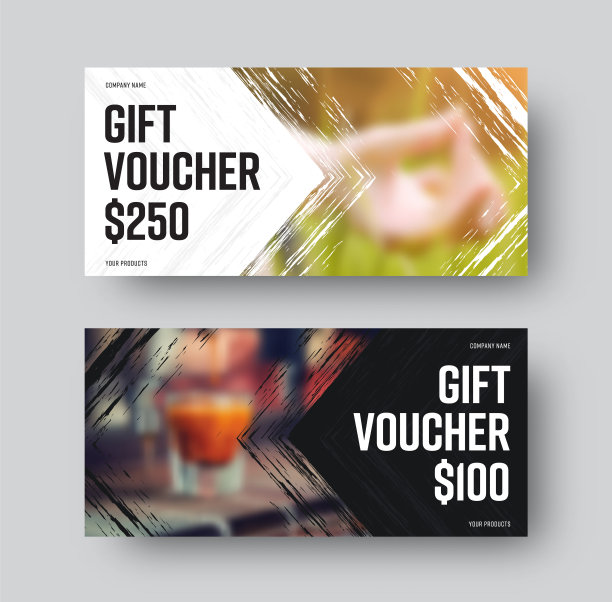 $100,250礼品券矢量模板，三角形设计，白色，黑色背景，特别折扣的产品，公司信息。图片下载