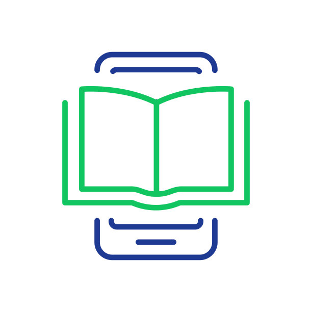 电子书行图标在手机上。教育和学习用电子图书装置。电子书阅读器，电子书阅读器线性图标。智能手机与开放电子书象形图。可编辑的中风。矢量图图片下载