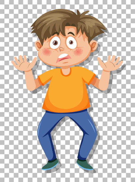 网格背景上一个忧心忡忡的男孩图片下载