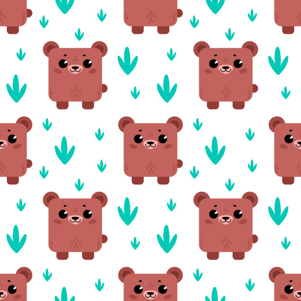 一只熊。图案与可爱的卡通动物。卡哇伊图片下载